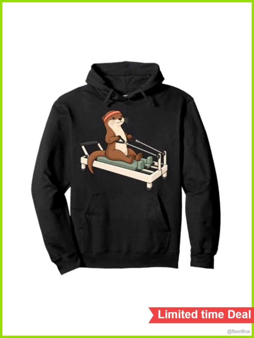 Cute Otter Reformer Pilates Workout Pullover Hoodie Kangaroo Pocket